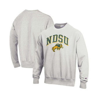 Men's Gray NDSU Bison Arch Over Logo Reverse Weave Pullover Sweatshirt