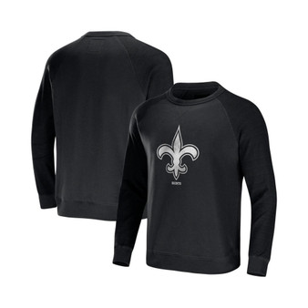 Men's NFL x Darius Rucker Collection by Black New Orleans Saints Raglan Fleece Pullover Sweatshirt