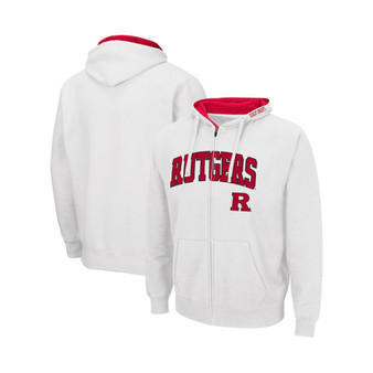 Men's White Rutgers Scarlet Knights Arch and Logo 3.0 Full-Zip Hoodie