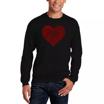 Men's Country Music Heart Word Art Crewneck Sweatshirt