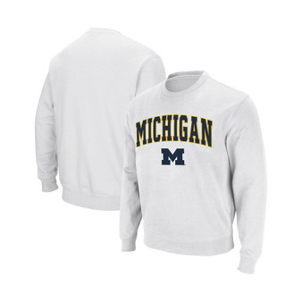 Men's White Michigan Wolverines Arch & Logo Crew Neck Sweatshirt