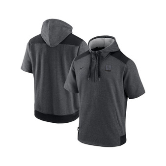Men's Heathered Charcoal, Black Chicago White Sox Authentic Collection Dry Flux Performance Quarter-Zip Short Sleeve Hoodie
