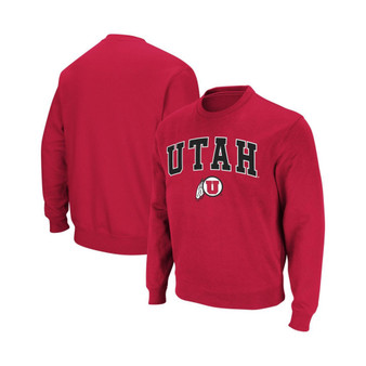 Men's Red Utah Utes Arch and Logo Crew Neck Sweatshirt