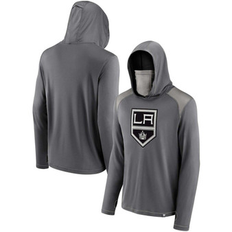 Men's Charcoal Los Angeles Kings Rally On Transitional Pullover Hoodie with Face Covering