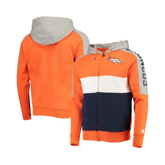 Men's Orange, Navy Denver Broncos Playoffs Color Block Full-Zip Hoodie