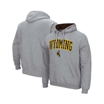 Men's Heathered Gray Wyoming Cowboys Arch and Logo Pullover Hoodie