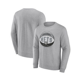 Men's Branded Heathered Gray Brooklyn Nets True Classics Vint Pullover Sweatshirt