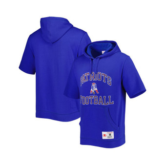 Men's Royal New England Patriots Washed Short Sleeve Pullover Hoodie