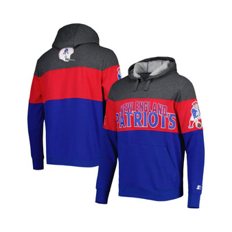 Men's Royal, Heather Charcoal New England Patriots Extreme Vintage-Like Logos Pullover Hoodie