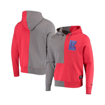 Men's Gray, Red LA Clippers Diagonal French Terry Color Block Pullover Hoodie
