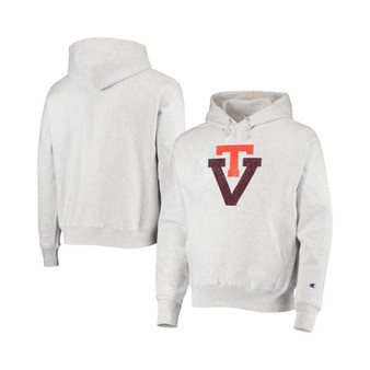Men's Heathered Gray Virginia Tech Hokies Team Vault Logo Reverse Weave Pullover Hoodie