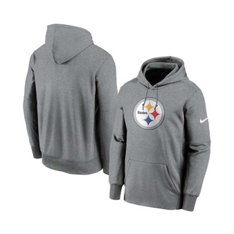 Men's Heathered Gray Pittsburgh Steelers Fan Gear Primary Logo Performance Pullover Hoodie