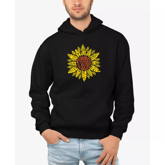 Men's Sunflower Word Art Hooded Sweatshirt