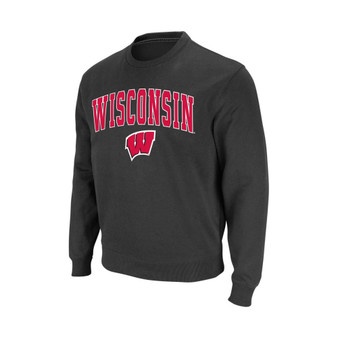 Men's Charcoal Wisconsin Badgers Arch Logo Crew Neck Sweatshirt