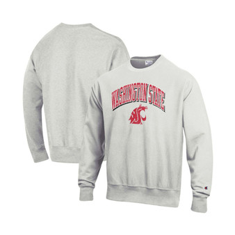 Men's Heathered Gray Washington State Cougars Arch Over Logo Reverse Weave Pullover Sweatshirt