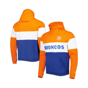 Men's Royal, Orange Denver Broncos Colorblock Throwback Pullover Hoodie
