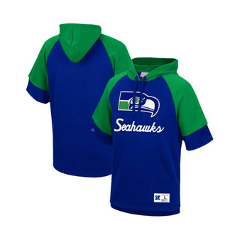 Men's Royal Seattle Seahawks Home Advantage Raglan Short Sleeve Pullover Hoodie