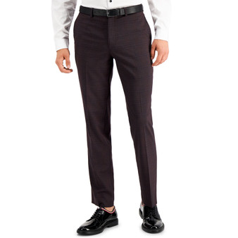 Men's Slim-Fit Berry Plaid Suit Pants, Created for Macy's