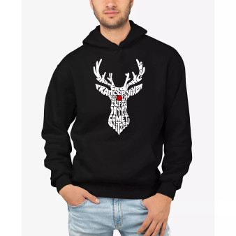 Men's Santa's Reindeer Word Art Hooded Sweatshirt