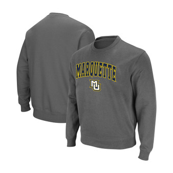 Men's Charcoal Marquette Golden Eagles Arch Logo Tackle Twill Pullover Sweatshirt