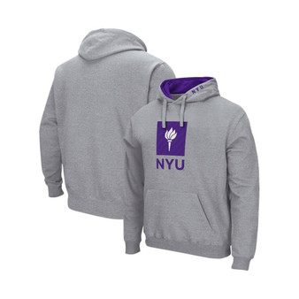 Men's Heathered Gray NYU Violets Arch Logo 3.0 Pullover Hoodie