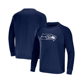 Men's NFL x Darius Rucker Collection by College Navy Seattle Seahawks Raglan Fleece Pullover Sweatshirt