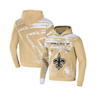 Men's NFL X Staple Cream New Orleans Saints Team Slogan All Over Print Pullover Hoodie