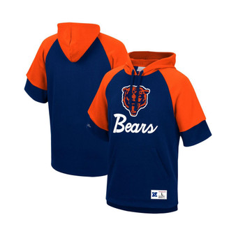 Men's Navy Chicago Bears Home Advantage Raglan Short Sleeve Pullover Hoodie