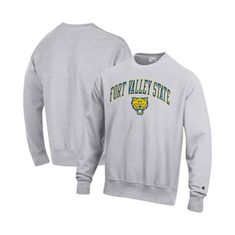 Men's Heathered Gray Fort Valley State Wildcats Arch Over Logo Reverse Weave Pullover Sweatshirt