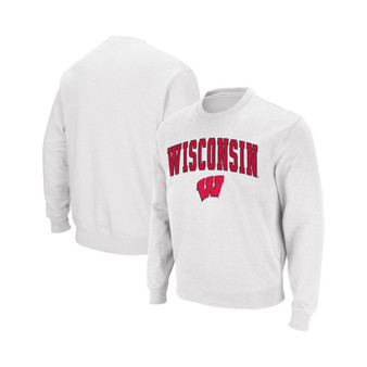 Men's White Wisconsin Badgers Arch & Logo Crew Neck Sweatshirt