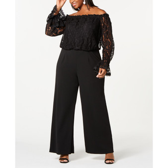 Plus Size Off-The-Shoulder Lace Jumpsuit
