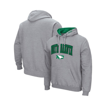 Men's Heathered Gray North Dakota Arch and Logo Pullover Hoodie