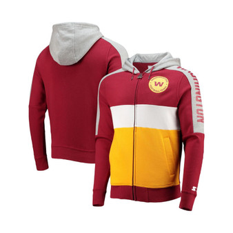 Men's Burgundy and Gold Washington Football Team Playoffs Color Block Full-Zip Hoodie