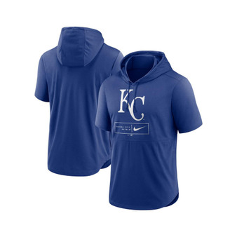 Men's Royal Kansas City Royals Logo Lockup Performance Short-Sleeved Pullover Hoodie