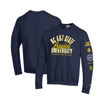 Men's Navy North Carolina A&T Aggies 2-Hit Powerblend Pullover Sweatshirt