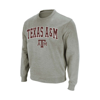 Men's Heather Gray Texas A M Aggies Arch Logo Crew Neck Sweatshirt
