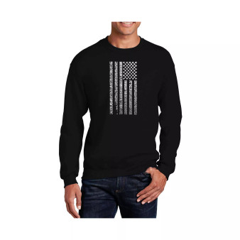 Men's Word Art National Anthem Flag Crewneck Sweatshirt