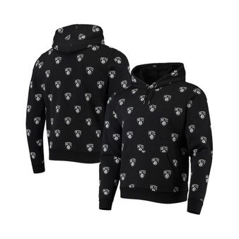 Unisex Black Brooklyn Nets Allover Logo Pullover Hoodie
