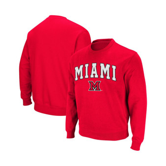 Men's Red Miami University RedHawks Arch Logo Crew Neck Sweatshirt