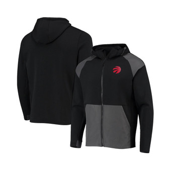 Men's Black, Charcoal Toronto Raptors Velocity Woven Panel Performance Full-Zip Hoodie