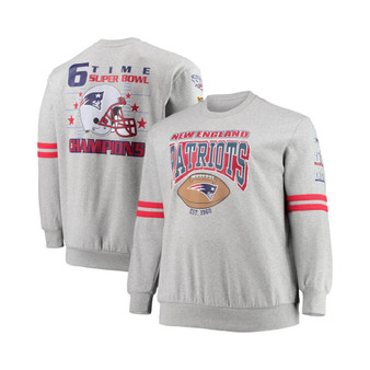 Men's Heathered Gray New England Patriots Big and Tall Allover Print Pullover Sweatshirt