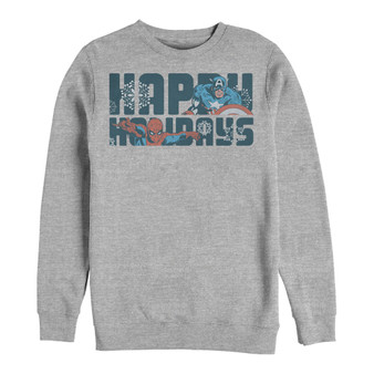 Men's Marvel Happiest of Holidays Crew Fleece Pullover