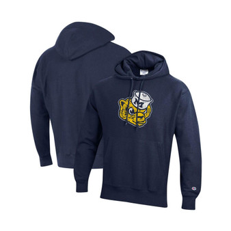 Men's Navy Michigan Wolverines Vault Sailor Hat Wolverine Reverse Weave Pullover Hoodie