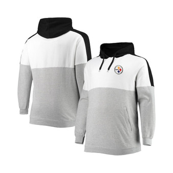 Men's Black, Heather Gray Pittsburgh Steelers Big and Tall Team Logo Pullover Hoodie