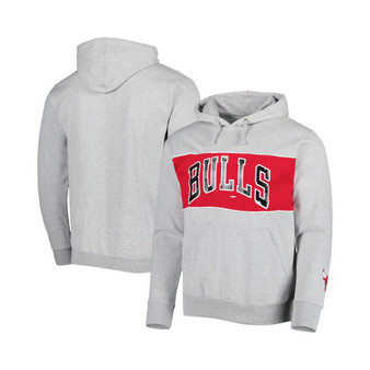 Men's Branded Heather Gray Chicago Bulls Wordmark French Terry Pullover Hoodie