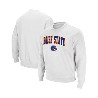 Men's White Boise State Broncos Arch and Logo Tackle Twill Pullover Sweatshirt