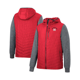 Men's Scarlet, Charcoal Nebraska Huskers Course Herringbone Full-Zip Hoodie