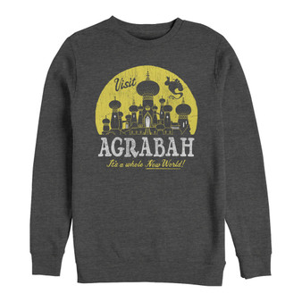 Disney Men's Aladdin Visit Agrabah a Whole New World, Crewneck Fleece