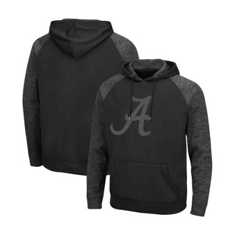 Men's Black Alabama Crimson Tide Blackout 3.0 Tonal Raglan Pullover Hoodie