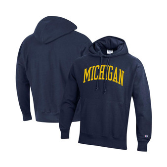 Men's Navy Michigan Wolverines Team Arch Reverse Weave Pullover Hoodie